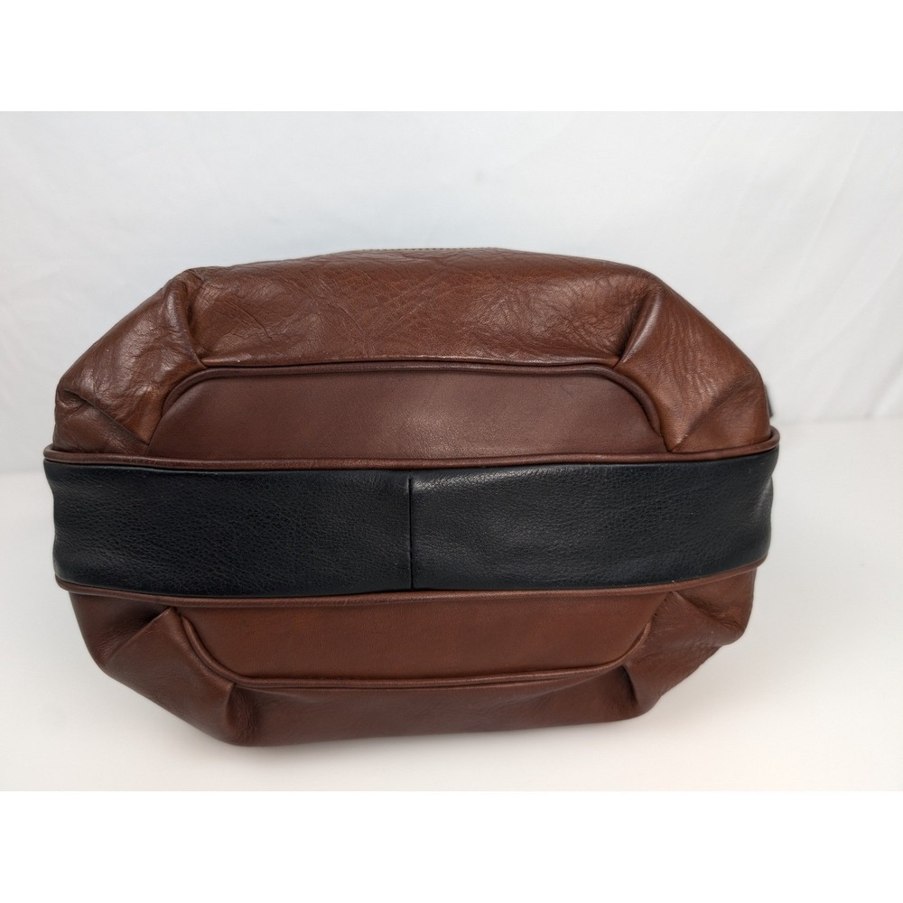 DG Monogram Leather Hobo Shoulder Bag Black Brown Two Tone Quiet Luxury Boho Y2K - Picture 7 of 12